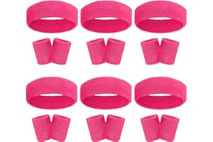 GEEBUZZ 18 Stück Schweißbänder Stirnband Armband Set Bunt gestreift Frottee Sport Athletic Gym 80er Jahre Schweiß Stirnbänder Armbänder