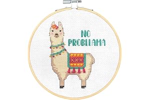 Dimensions - Counted Cross Stitch Kit - No Probllama - 72-76111 - Arts and Crafts for Adults - 14 count Aida - 6 inch