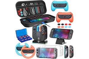 WAXITY Tasche Zubehör Bundle für Nintendo Switch 2, 23-in-1 [Aufladen im Inneren] Reisetasche Tragetasche Set für Switch 2 mit Case, Ladestation, Schutzhülle, Displayschutzfolie, Griffe für Joycon