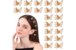 Dalababa 20 Pcs Mini Butterfly Hair Clips, Girls Metal Small Claw Clips, Tiny Cute Hair Accessories for Women Girls - Gold