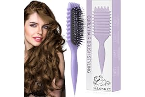 ‎SALONKEY Lockenbürste für Definierte Locken – Antistatische Stylingbürste mit Belüftungsdesign für Nasses & Trockenes Haar, Ideal für Lockige Haare und Volumenpflege(Lila)