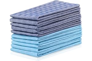 ‎DECOKING DecoKing 10er Set Küchentücher 50x70 cm mit Aufhänger 100% Baumwolle Türkis Marineblau Blau hochwertige Geschirrtücher Louie
