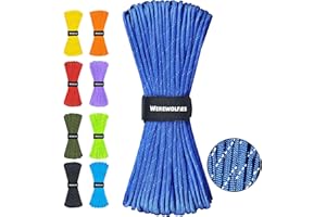 WEREWOLVES Reflective Paracord Rope 100FT, 7 Strand Type III Parachute Cord 4mm Thin Tent Rope for Outdoor Camping Hiking (Sapphire Blue, 100FT)