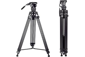 Cayer Pro Video Treppiede 74" con testa fluida, compatibile con DJI RS Gimbals Manfrotto, flessibile 360° Pan&+90°/-75° Tilt con smorzamento regolabile Carico massimo 22lb/10kg, BF310
