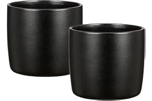 ‎SCHEURICH Scheurich Solido, Blumentopf 2er Set aus Keramik, Farbe: Ebano, 15 cm Durchmesser, 13,7 cm hoch, 1,9 l Vol.