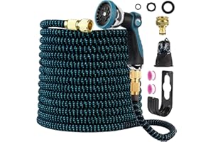 HAPHOME Rozszerzalny wąż ogrodowy Pistolet do nawadniania - 30M Węże Extensible z 10 funkcjami ze stopu cynku 3/4",1/2" Elastyczny i odporny bez plątanin Idealny do ogrodnictwa i domu