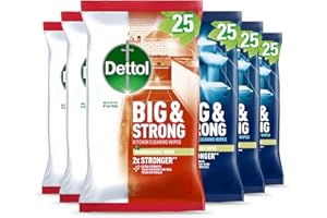 Dettol Antibacterial Biodegradable Kitchen & Bathroom Cleaning Wipes, 150 Count, Pack Of 6, Power Pure, Eco-Friendly, Multi-Surface, Effective Germ Protection, 3 X 25