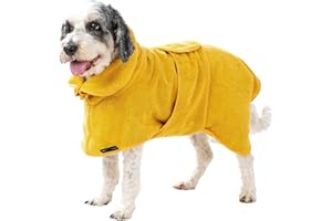 CANICOAT® Hundebademantel Lavari mit Handtuch, 100% Baumwolle, Oeko-TEX® Zertifiziert (Größe:3, Sonnengelb)