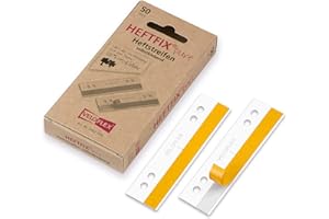 ‎VELOFLEX VELOFLEX Heftfix 2002500 Pure Stapling Strips, 105 mm Long, FSC Certified Paper, Self-Adhesive, Hole Spacing 60 & 80 mm, for Filing Patterns, Drawings, Pictures, etc., Pack of 50, White