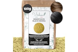 VIRHEA Henné Noir 100g – Coloration Végétale Naturelle Cheveux – Poudre Teinture Indigo – Sans Produits Chimiques Durable