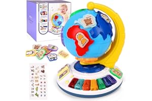 Lubardy Globe of Earth for Kids Sound and Light Interactive Puzzle World Globes Educational STEM Toy Gifts Includes Fun Facts and Animal Stickers for 3 4 5 Years Olds Girls Boys