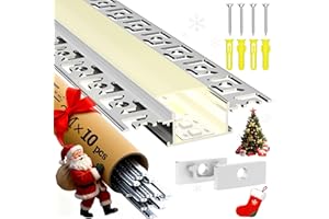‎LASLUX 10× LED Trockenbauprofil 2M für 20mm LED Streifen – Aluminium Unterputzprofil für Trockenbau, kompatibel mit Philips Hue & Groove, Decke Wand indirekte Beleuchtung (LED Drywall Profile -2M, 10)