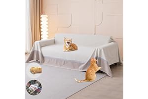 Loiion Copridivano 3 Posti, Protezione Graffi Gatto, Impermeabile Copri Divano Antigraffio Gatto Cani, Copridivano Mobili Protector, Protezione Divano Graffi Gatto, Beige, 340x230cm