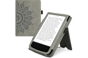 kwmobile e-czytnik etui kompatybilne z Pocketbook Touch Lux 4/Lux 5/Touch HD 3/Color (2020) - Pokrowiec ochronny Rosace Szary