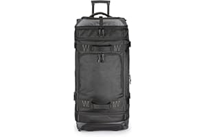 Amazon Basics Borsone da Viaggio con Ruote,Grande (89 cm, 137 litri),Trolley Leggero e Robusto in Tessuto Ripstop, Spazioso,con Manico Telescopico,Ideale per Viaggi,Lavoro e Tempo Libero,Nero