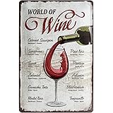 Nostalgic-Art Retro Blechschild Open Bar – World of Wine – Geschenk-Idee für Wein-Liebhaber, aus Metall, Vintage-Design zur D