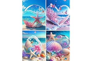 CECOMBINE Diamond Painting, 4 Stück 5D Diamond Painting Kinder, Diamant Malerei Kits Mosaikherstellung für Erwachsene mit Diamond Painting Zubehör, DIY Diamant Kunst Handwerk für Home Wand Wall Décor 30x40cm