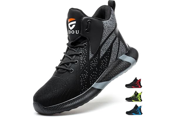 PAQOZKC Chaussures de Sécurité Hommes Femmes Montante Basket de Sécurité Haute Légère Chaussures de Travail Embout Acier Confortable 35-48 EU
