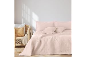 AmeliaHome-överkast 170 x 210 cm sängöverkast dubbelsidig Ultrasonic-quiltning polyester Ophelia puderrosa