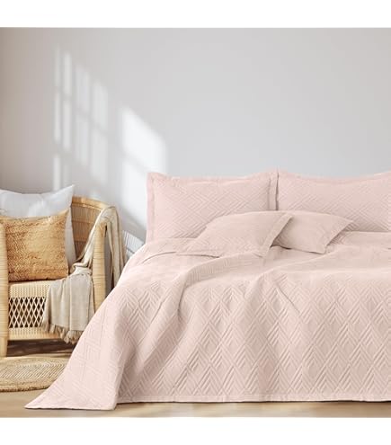 AmeliaHome Sprei met pompons 260 x 280 cm bedsprei tweezijdig ultrasoon stiksel polyester Meadore geel