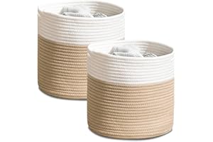 YOUDENOVA Pleciony kosz z bawełny, do pokoju dziecięcego, kosz do przechowywania, do salonu, sypialni, 28 (śr.) x 28 (wys.) cm, kolor naturalny