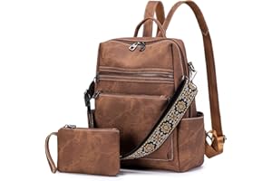 SUCIKORIO Petit Sac a Dos Cuir Femme Vintage, 2 en 1 Sacs à Main Portés Dos Femme Imperméable Cuir Sac à Dos élégant Plusieurs Poches Sac a Dos Antivol pour le Loisir, Voyage