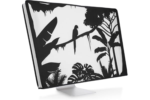 kwmobile Housse écran Ordinateur Compatible avec 24-26" Moniteur - Protection d'écran PC - Noir-Blanc
