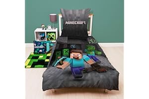 ‎FAMILANDO Minecraft Bettwäsche Set 2-teilig - Deckenbezug 135x200 und Kissenbezug 80x80 cm mit Reißverschluss - 3D Motiv Ores mit Wendeseite - Mikrofaser, maschinenwaschbar und schnelltrocknend - Ökotex