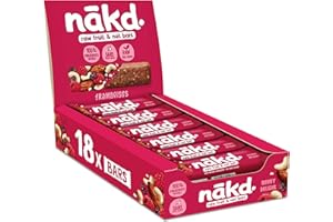 NAKD Nākd. Framboises | Raw Barres de Fruits et Noix | 100% D'ingrédients Naturels | Sans Sucre Ajoutés | Vegan | 18 x 35g | 630g