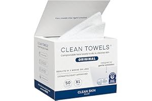 Clean Skin Club Clean Towels XL, 100% USDA Biobased Face Towel, Disposable Face Towelette, Makeup Remover Dry Wipes, Ultra Soft, 50 Ct, 1 Pack