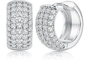 FIOROYAL Örhängen män allergivänliga små kreoler silver 925 trendiga tjocka lätta CZ Huggie örhängen för män sömn silver kreoler diamant unisex örhängen