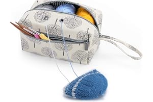 Luxja Tasche für Wolle, Handarbeitstasche Häkeln, Stricken tasche für Garn Stränge, Häkelnadeln, Stricknadeln (bis 8 Zoll) und Andere Kleines Zubehör