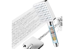 Cobbe Słuchawka prysznicowa z wężem do twardej wody, wysokociśnieniowa słuchawka prysznicowa, oszczędność wody, kwadratowa słuchawka prysznicowa z 20-stopniowym filtrem, 6+1 rodzajów strumienia, usuwa