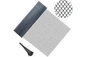 SELLINER Chicken Wire Mesh Fence,40cm x 10m Black Chicken Mesh Fencing Roll with 50 PCS Cable Ties,Anti-Rust Garden Balcony Protection Net Rabbit Netting Fencing for DIY Craft Poultry Pet and Home Decoration