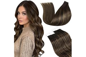 LaaVoo Extension Biadesive Capelli Veri 50cm 20pz Castano Scuro Balayage Marrone Chiaro Biadesivo Extension Capelli Lisci Remy Extension Capelli Veri Invisibili Adesive 50g #2/8/2
