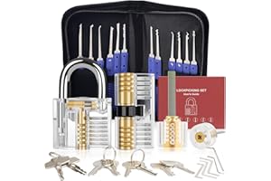 Diyife 37 Stück Lockpicking Set, [Schwierigkeit Upgrade] Dietrich Set mit 4 Transparente Schlösser und 4 Schwarze Verschlusshülsen, Handbuch für Anfänger und Professionelle Schlosser - Blau