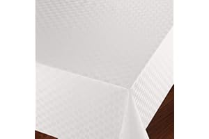 ‎DECOHOMETEXTIL Wachstuch Wachstischdecke Tischdecke Gartentischdecke Flechtmuster Weiß Breite & Länge wählbar 90 x 150 cm Eckig abwaschbar geprägt