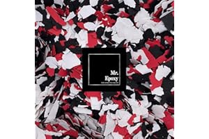 Mr. Epoxy Farbchips Farbflocken Bodenbeschichtung Einstreuchips Dekochips (1 kg, Mix Rot/Weiß/Schwarz)