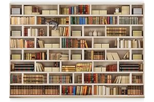 murando - Papier peint panoramique moderne 400x280 cm - Revêtement mural décoration pour chambre salon - Design unique et moderne - Beige rouge blanc vert - Livres rétro fond vintage 10110905-29