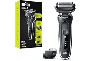 Braun Series 5 golarka elektryczna z nasadką EasyClick, trymer do brody, golarka męska, EasyClean, na mokro i sucho, prezent dla mężczyzny, wyprodukowano w Niemczech, 51-W1500s, biała