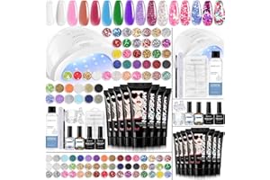 Morovan Poly Gel Starter Set - 8 Farben Gel Nägel Selber Set mit 48 Glitzer für Nägel und UV Lampe Professionell Poly Nail Gel für die Verlängerung von Naturnägeln Nail Art