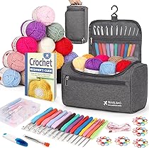Kit Crochet Debutant Complet Francais Kit Crochet Débutant Reessy - 14 Crochets Ergonomiques 2-10mm - 15 Fils Colorés - Sac Rangement Rose Loisir Créatif Complet