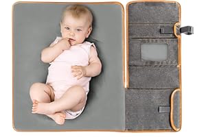 Zamboo Portable Changing Mat 23x19 inch | Fold Up Changing Mat with Extra Wipe Compartment - Melange Grey