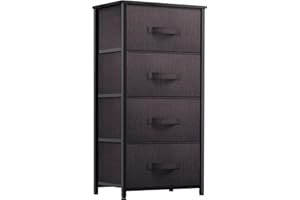 ‎YITAHOME YITAHOME Kommode mit Schubladen, Schrank mit 4 Schubladen aus Stoff, Aufbewahrungskommode Industrial Stil für Schlafzimmer, Wohnzimmer, Kinderzimmer, Flur, Aufbewahrungsschrank (Braun)