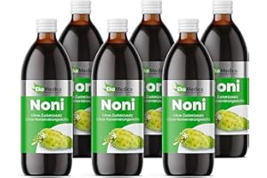 EkaMedica® NONI/Indische Maulbeere Nahrungsergänzungsmittel - Natürlich Rein Saft - Ohne Zuckerzusatz Konservierungsstoffe Duftstoffe (6 x 1000 ml)