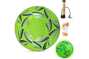 PENBINMALL Pallone da calcio in fluorescenza, Palline riflettenti - misura 5 con pompa per il gioco regolare e l'allenamento, Palla da calcio partita standard