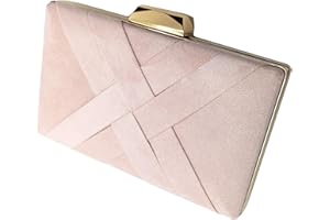 BRANDELIA Bolso Cartera De Mano Fiesta Boda Clutch de Ante Mujer con Cadena al Hombro