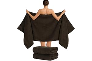 Hammetex Lot de 2 Très Grandes Serviettes de Bain et Sauna 80x200 cm, 100% Coton 500 GSM, Absorbantes, Séchage Rapide, Certifiées Oeko-TEX, Serviettes de Spa et de Sauna, Marron