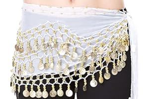 MSZSA 3 Rows Belly Dance Hip Scarf WRAP Belt Dancer Skirt Costume Coins