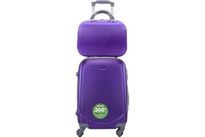 DESCONOCIDO Maleta de Cabina Trolley de Viaje con Neceser a Juego Equipaje de Mano ,aptas para Ryanair Vueling etc (Morado)